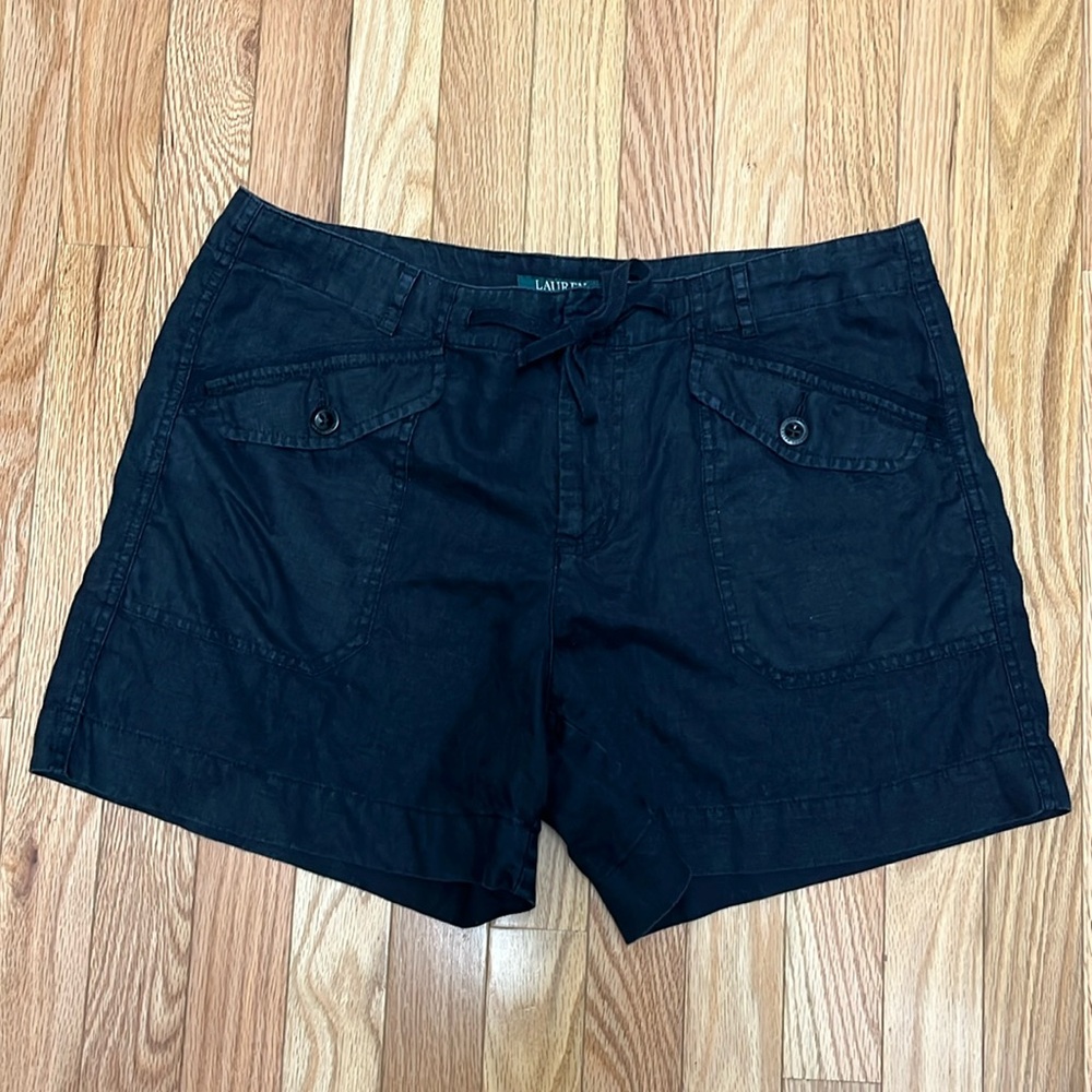 Lauren Ralph Lauren Woman’s Black Linen Drawstring Waistband- size 10a